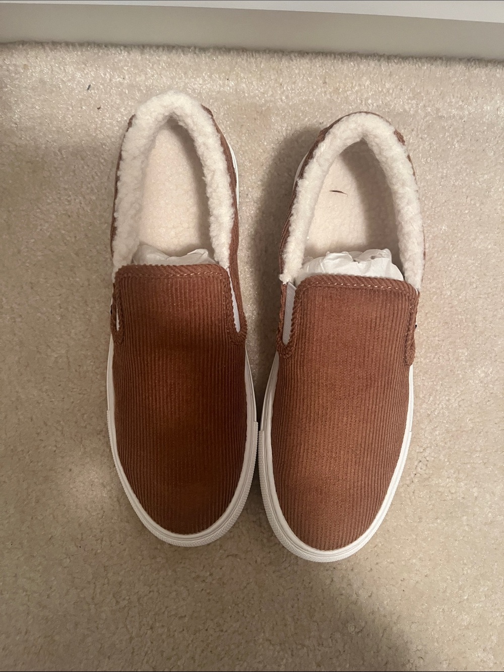 J Crew Cozy Slip-On Corduroy Sneakers in Brown